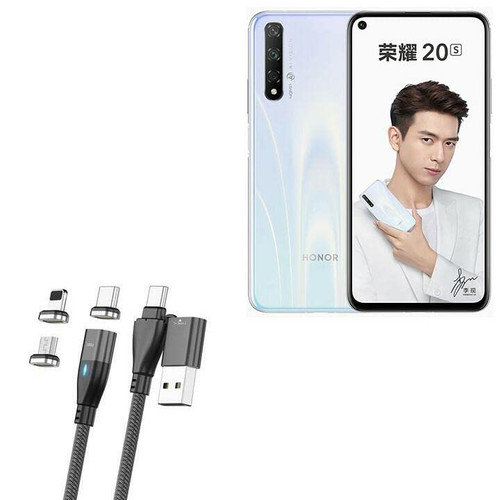 BoxWave Cable Compatible with Honor 20S - MagnetoSnap PD AllCharge Cable (100W), Magnet PD 100W Charging Cable USB Type-C Micro USB for Honor 20S - Jet Black