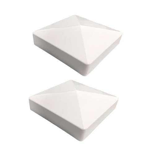 2 Packs 5inch Vinyl Pyramid Style Fence Post Cap/Vinyl Post Caps for 5" x 5" Vinyl Fence Post - White PVC/Vinyl Fence Post Cap 2PCS (5inch)