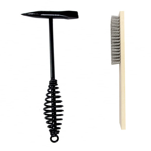 Omninmo 10.5" Welding Chipping Hammer with Coil Spring Handle for Welding, Cone and Vertical Chisel, with 7.78" Wire Brush