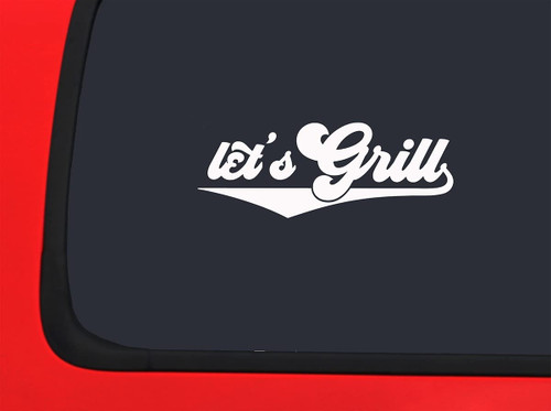 Car Sticker Lets Grill Classic Food Bib Grilling Cooking Summer Fun Car Window Decal Sticker White 7 Inch