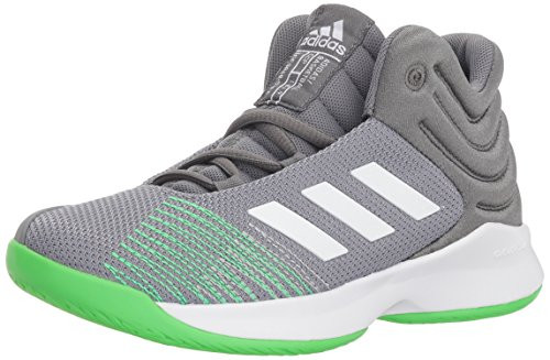 adidas Unisex Pro Spark 2018 K Basketball Shoe, Grey Four/White/Shock Lime, 2.5 M US Little Kid