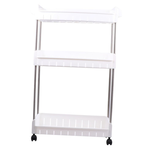 Zerodeko Kitchen Bathroom Storage Rack 3 Tier Rolling Cart Slim Bathroom Slim Kitchen Trolley Shelf Cart Shelf Storage Rack Storage Shelves Plastic Storage Rack with Wheels Gap Storage Rack