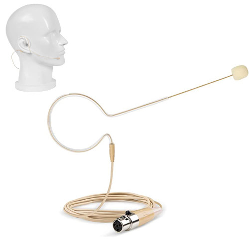 Beige TA4F 4pin Mini XLR Single Earhook Headset Microphone for Shure Wireless System