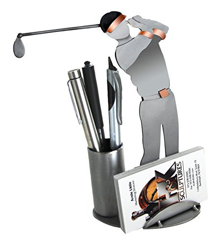 H & K SCULPTURES 6686BC Golf Driving Business Card Holder