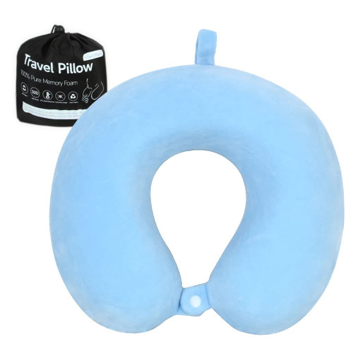 Gluck Plants Travel Pillow,Neck Pillow for Traveling U Shaped Memory Foam Blue Portable Headrest Sleep Airplane Travel Neck Pillow for Flight,Car & Home,Office