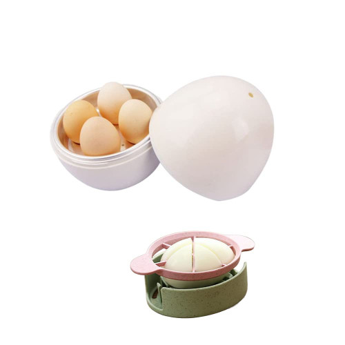 Egg Steamer Egg Cooker Egg Boiler Easy Quick 5 Minutes 4 Eggs Microwave Special Cooking Tools For Home Breakfast With 1 Pcs Egg Slicer