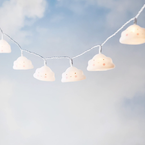 Lights4fun, Inc. 10 Cloud Battery Operated LED Indoor Kids Bedroom String Lights