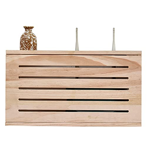 router Router Storage Box,Storage Wall-Mounted Shelf Bracket Wall Mount WiFi Router Stand Floating Wall Mounted Shelf Home and Office WiFi Router Adjustable Cable Box organizer ( Color : Natural , Siz