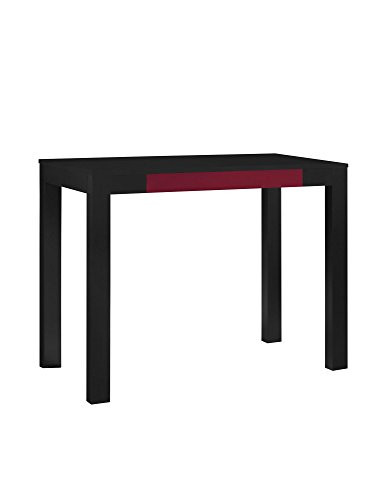 Ameriwood Home Parsons Desk with Drawer, Black/Red