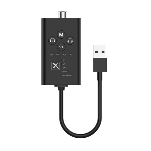 eppfun AK3046D Bluetooth 5.2 Qualcomm aptX-Adaptive HD Transmitter with 3.5mm AUX/RCA/COAXIAL/SPDIF Optical, SBC/aptX/aptX-ll Low Latency Dual Connection Audio Adapter for TV PC (Black)