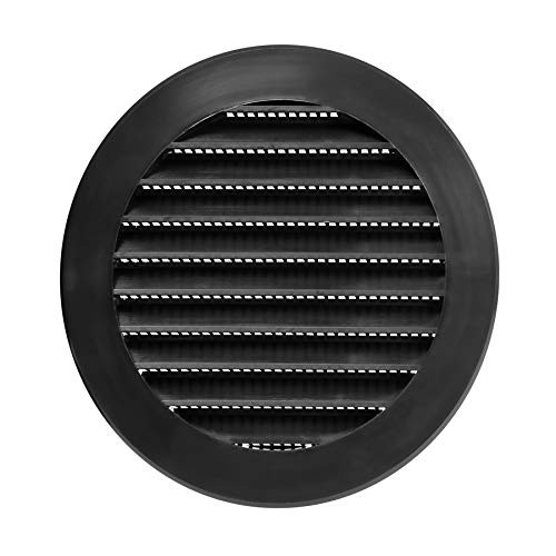 4'' Inch Plastic - Black - Vent Cover - Round Soffit Vent - Air Vent Louver - Grille Cover - Protective Screen Mesh - HVAC Ventilation