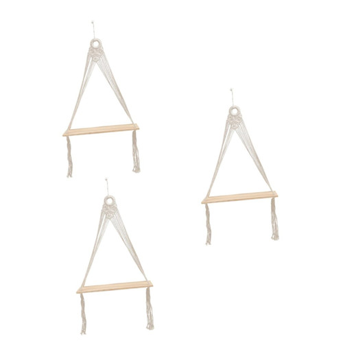 ARTIBETTER 3pcs Tapestry Rack Macrame Wall Hanging Home Decor Hanging Shelf for Plants Wall Shelves Macrame Wall Hangings Hanging Wall Shelf Wave Simia Shelf Plant Decoration Woven Shelf Lace