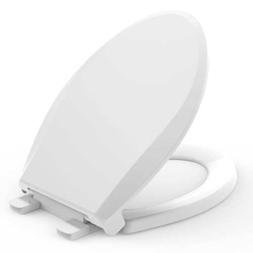 ELONGATED Toilet Seat with Soft-Close and Quick-Release Hinge, Never Loosen, Heavy Duty, Easy to Install and Clean, OVAL, White
