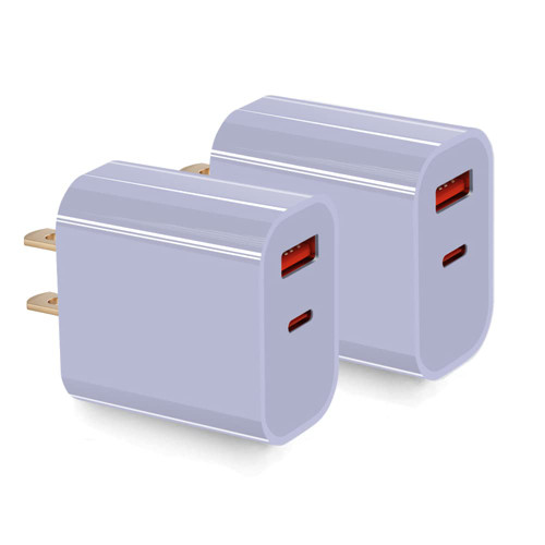Fast Charging Block,20W iPhone Charger Block USB C Wall Charger Dual Port Charge Block Compatible with iPhone 13/13 Pro max/12/12 Pro max/11/11Pro Max/X(Purple)