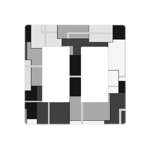 Black Abstract Geometric Art 2 Gang Double Rocker/Decora Light Switch Cover Decorative Outlet Wall Plate Electrical Faceplate Home Bedroom Art Panel Decor Screwless 4.7" x 4.6 Black Abstract Geometric Art 2 Gang Double Rocker/Decora Light Switch Cover Decorative Outlet Wall Plate Electrical Faceplate Home Bedroom Art Panel Decor Screwless 4.7" x 4.6