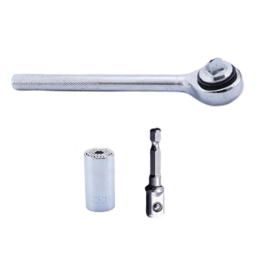 Portable 7-19mm Multifunctional Universal Socket Magic-Connecting Wrench Grip Power Drill Adapter Nut Sleeve Tools Impact Wrench Adapter For Drill Bits Leverage Ratchet Socket 7-19mm Torque Head
