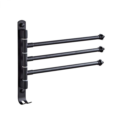-Shelfs,Towel Shelfs,Anti-Rust Stainless Stainless Steel Rotating Towel Rack Bath Rail Hanger Towel Holder 4 Swivel Bars Bathroom Wall Mount/Black 3