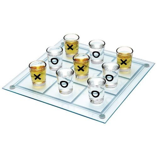 SHOT GLASS TIC TAC TOE - 1 GLASS BOARD GAME AND 9 DRINKING GLASSES by Maxam