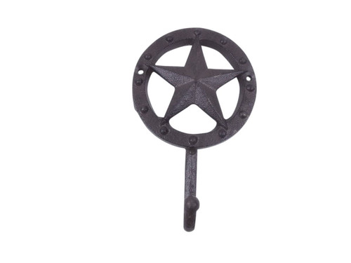 Handcrafted Nautical Decor Cast Iron Lone Star Decorative Metal Wall Hook 5"