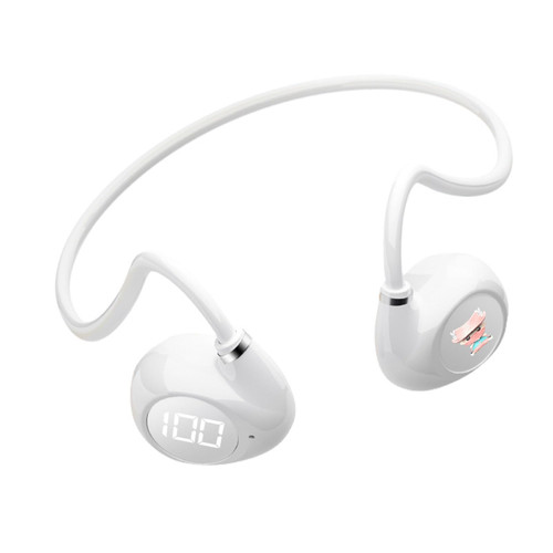 Atrasee Bone Conduction Headphones - Open Ear Headset with Bluetooth 5.0, Sports Wireless Earphones, Built-in Mic, IP67 Sweat Resistant Headset, for Cycling, Running, Gaming Headset,White