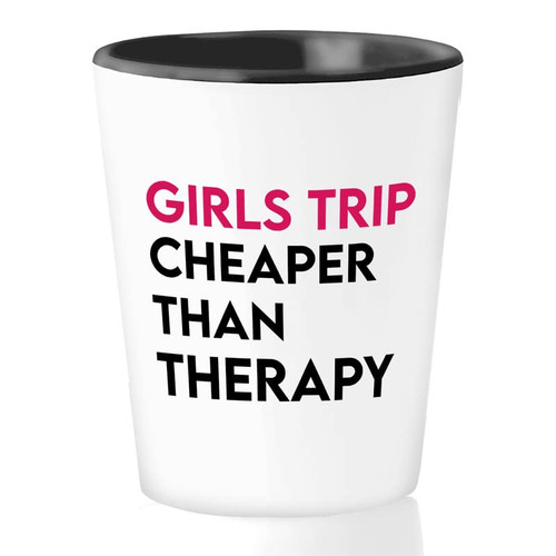 Flairy Land Funny Sarcasm Bestfriend Shot Glass 1.5oz - Girls Trip Cheaper Than Therapy - Witty Sarcastic Sneering Intimidating Naughty Friendship