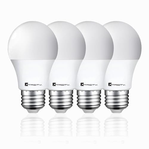 Xtricity A19 LED Bulb, 9W (60 Watt Equivalent), Non-Dimmable 800 Lumens Bulb, 3000K Soft White, E26 Medium Base (4 Pack)