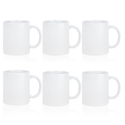 MAIKESUB Sublimation Blank Ceramic Coffee Mugs Set of 6 White Mugs 11 oz Porcelain Espresso Cups Sublimation Mugs Blank DIY for Coffee Soup Tea Milk Latte Hot Cocoa etc (11 ounce)