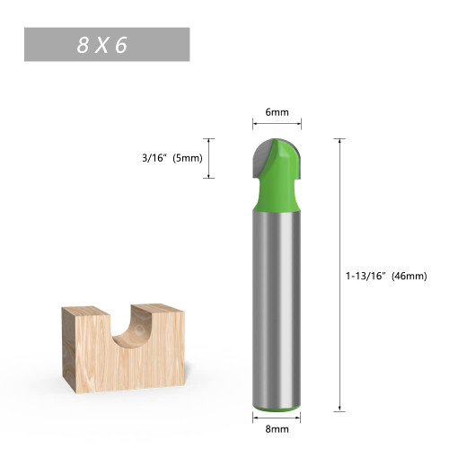 JrenBox Router bits 1pc 8mm Shank Ball Nose End Mill Round Nose Cove CNC Milling Bit Radius Core Box Solid Carbide Router Bit Tools (Cutting Edge Length : 8X32mm)
