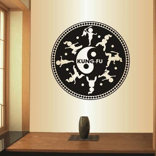 Wall Vinyl Decal Home Decor Art Sticker Kung Fu Stances Martial Arts Yin Yang Sports Room Removable Stylish Mural Unique Design