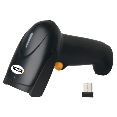 Wireless Barcode Scanner 2-in-1 (2.4Ghz Wireless+USB 2.0 Wired) Rechargeable 1D Barcode Reader USB Handheld Bar Code Scanner with USB Receiver