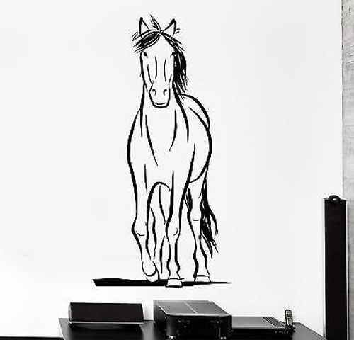 Wall Decal Animal Mustang Horse Ornament Tribal Mural Vinyl Decal (z3318) White