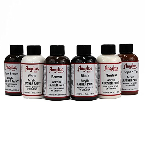 Angelus Acrylic Leather Paint Basic Kit Large 4oz Bottles (4oz)