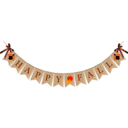 Happy Fall Burlap Banner, Thanksgiving Pumpkin maple leaf Turkey Harvest Home Decor Bunting Flag Garland Party Thanksgiving Day Fireplace Decoration Happy Fall Burlap Banner, Thanksgiving Pumpkin maple leaf Turkey Harvest Home Decor Bunting Flag Garland Party Thanksgiving Day Fireplace Decoration