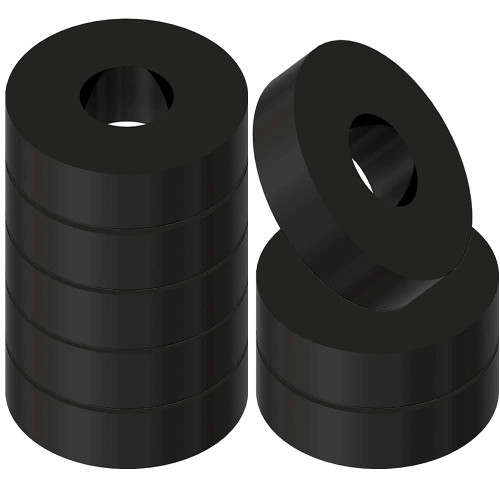 NADUSEP Multi Purpose Rubber Spacer 1 Inch OD x 3/8 Inch ID x 1/2 Inch Thickness Rubber Bushing Black Round Rubber Washers Anti Vibration Neoprene Rubber Spacers for Home and Car Accessories (8)