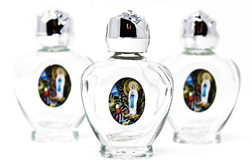 Lourdes HOLY Water in 3 Apparition Heart Shaped Bottles & Lourdes Prayer Card Lourdes HOLY Water in 3 Apparition Heart Shaped Bottles & Lourdes Prayer Card