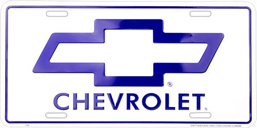 Signs 4 Fun SLA159 Chevy Bow Tie 2 License Plate, Blue