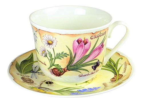 Roy Kirkham Spring Flowers Garden Breakfast Teacup and Saucer Set Fine Bone China England