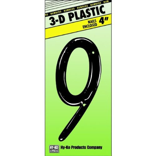 Hy-Ko PN-29/9 4" 3-D Black Plastic House Number 9