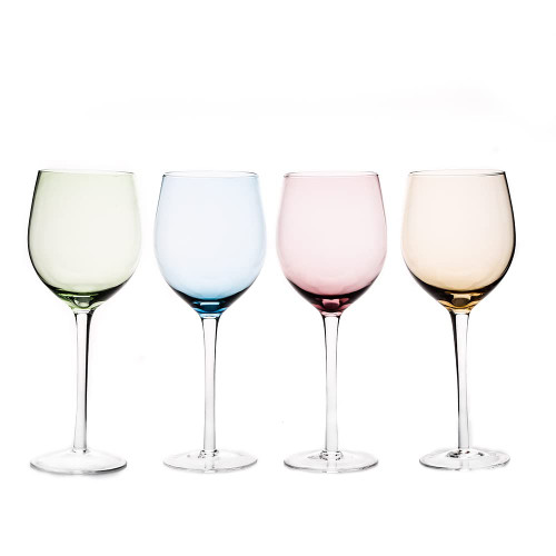 EVEREST Colored Wine Glass Set of 4 Large Stemmed 16 oz Glasses For Red Or White Wine, Cocktail, Wine Glasses for Parties, Occasions Special Celebrations Unique Italian Style Tall Drinkware