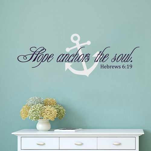 Hebrews 6:19 Vinyl Wall Decal Hope Anchors The Soul Scripture Wall Decal For Bedroom Living Room (Navy blue+White,l)