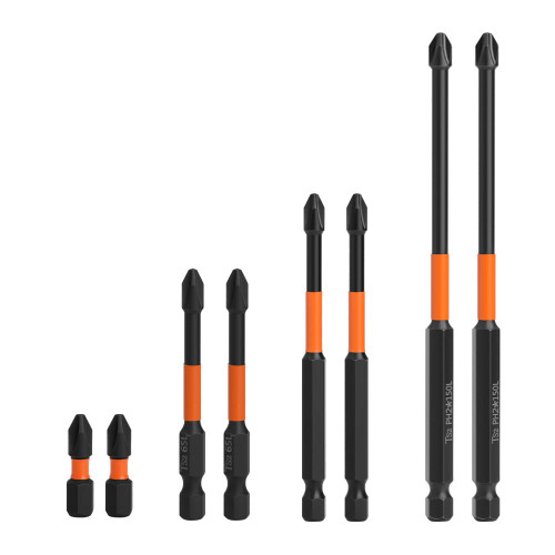 Saipe 8pcs #2 Phillips Magnetic Screwdriver Bit Set PH2 Bits 1/4 Inch Hex Shank Anti-Slip Phillips Head Screw Driver Drill Bit Cross Impact Driver Bit for Power Drilling 25/65/90/150mm, Set of 2