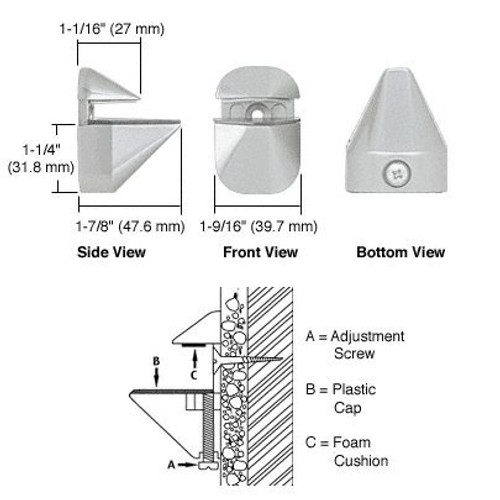 CRL Satin Chrome Adjustable Glass Shelf Bracket - Pair CRL Satin Chrome Adjustable Glass Shelf Bracket - Pair