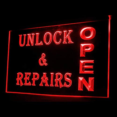 190019 Open Unlock Repairs Shop Lock Stainless Display LED Light Neon Sign