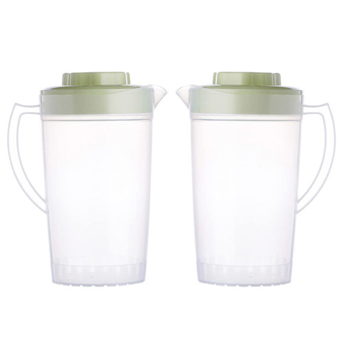 YARNOW 2Pcs Plastic Lemonade Pitcher with Lid and Handle Clear Water Carafe Jug Beverage Pitcher Jug for Home Restaurant (Green)