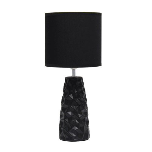 Simple Designs LT2083-BLK Sculpted Ceramic Table Lamp, Black