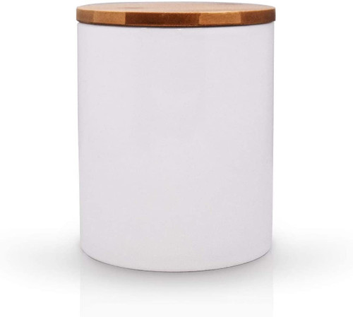 WEMUBSU Ceramic Storage Jars with Bamboo Lids, Airtight Cover Kitchen Canisters White Ceramic Canisters Storage for Kitchen Home Food Coffee Tea (White)