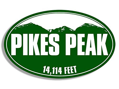 Magnet 3x5 inch Green Mountain Oval Pikes Peak Colorado Sticker - co rv Logo Climb Hike Magnetic Magnet Vinyl Sticker