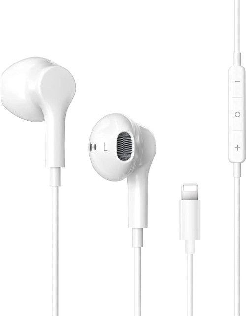 iPhone Headphones with Lightning Connector, Wired Earbuds for Apple, Earphones in-Ear with Microphone Built-in Remote to Control Music, Phone Calls, Volume for iPhone 14/13/12/11/X/SE/8P/8/7P/7, White