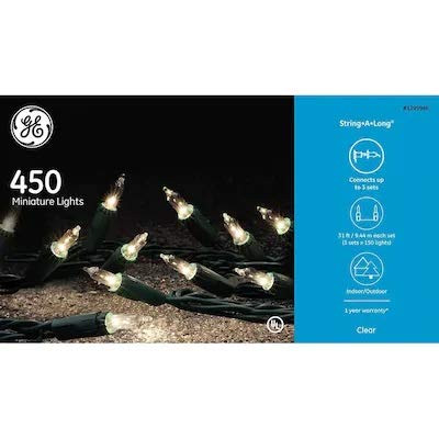 GE 60916LO String-A-Long 450--Count Constant Clear Incandescent Christmas String Lights 60915LO