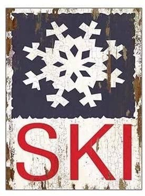 Ski Snow Flowers Sign Vintage Metal Tin Sign Vintage Ski Wall Decor Metal Poster Plaque Suitable For Home Bedroom Kitchen Coffee Club Wall Art Decor Iron Painting 8x12 Inch